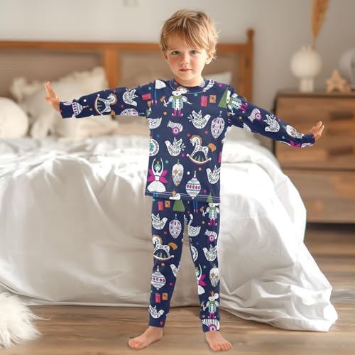 WIFIU Soft Cotton Pajama Set for Kids 18M-8Y Long Sleeve Sleepwear