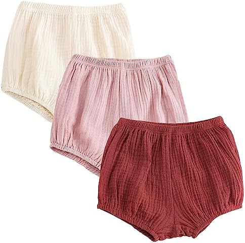 EISHOW Child 3-Piece Cotton Linen Bloomers DiaperCover Underwear