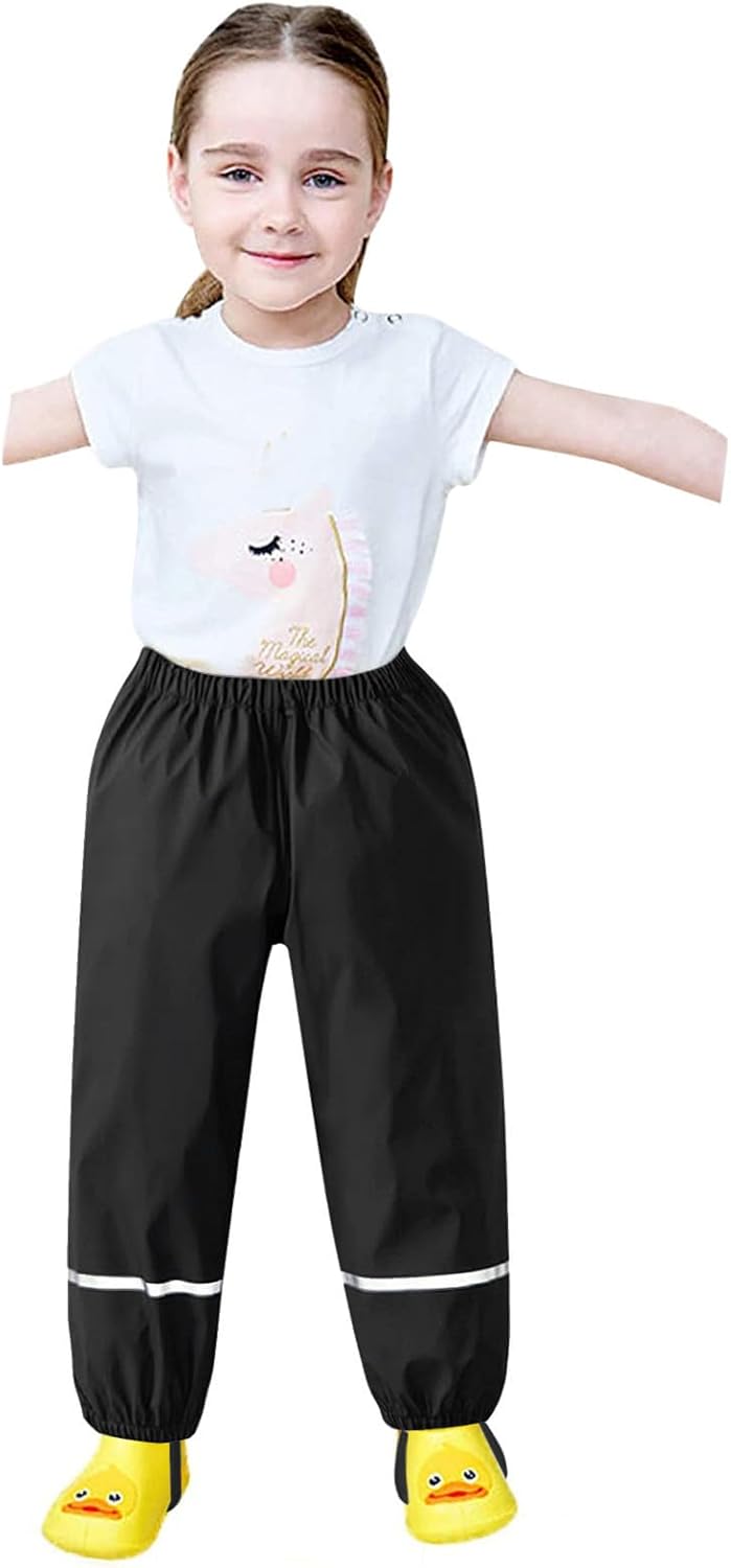 Weather-Resistant Reflective Toddler Rain Pants 1-12 Years