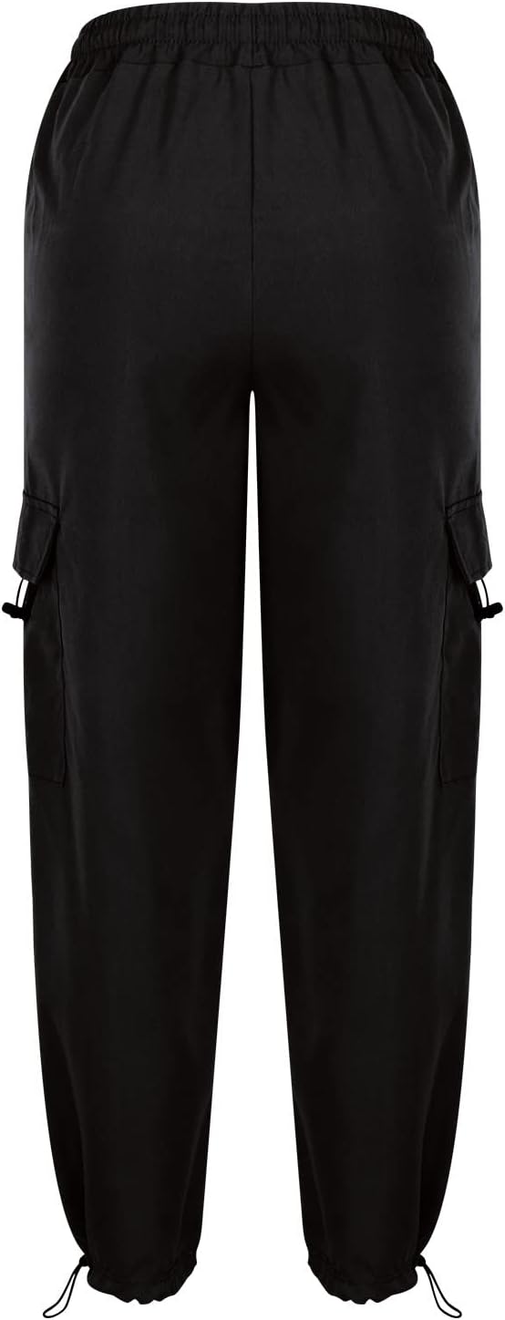 Trendy High-Waisted Parachute Pants for Women DrawsString Streetwear workout