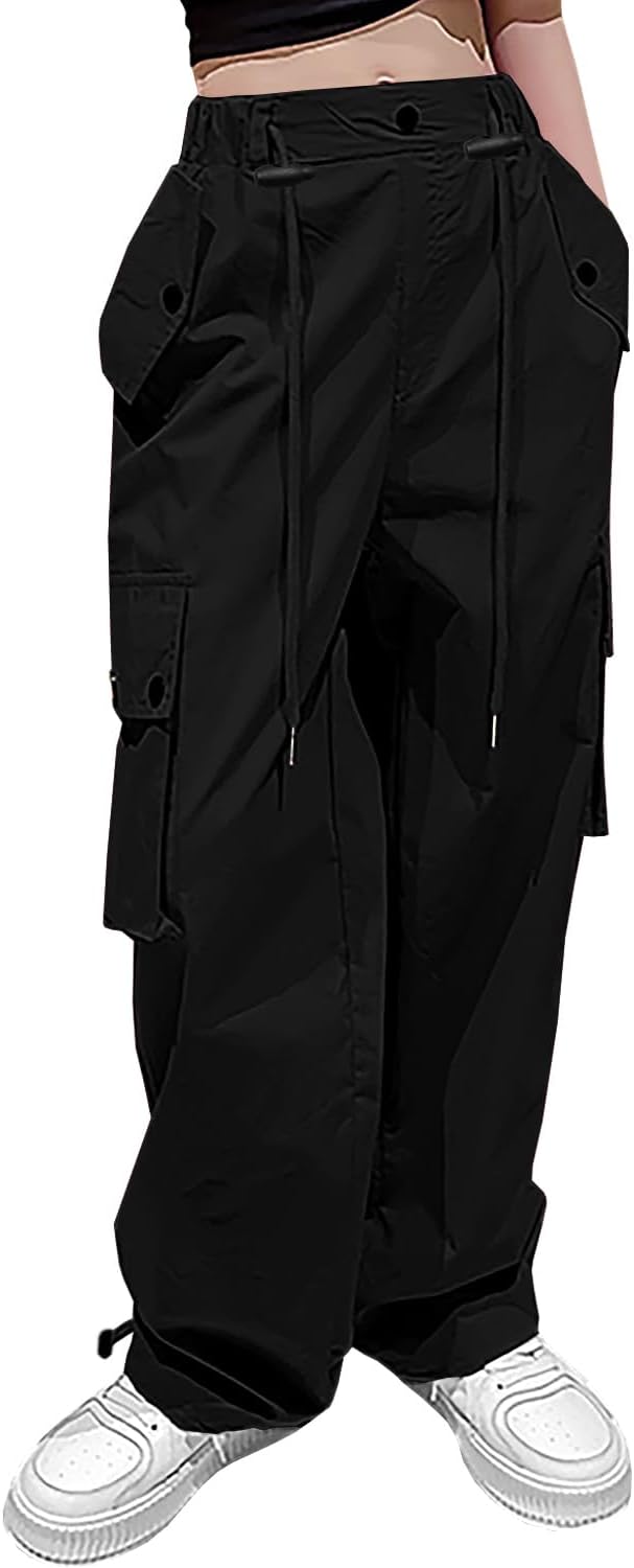 Y2K Cargo Parachute Pants for Girls 5-14