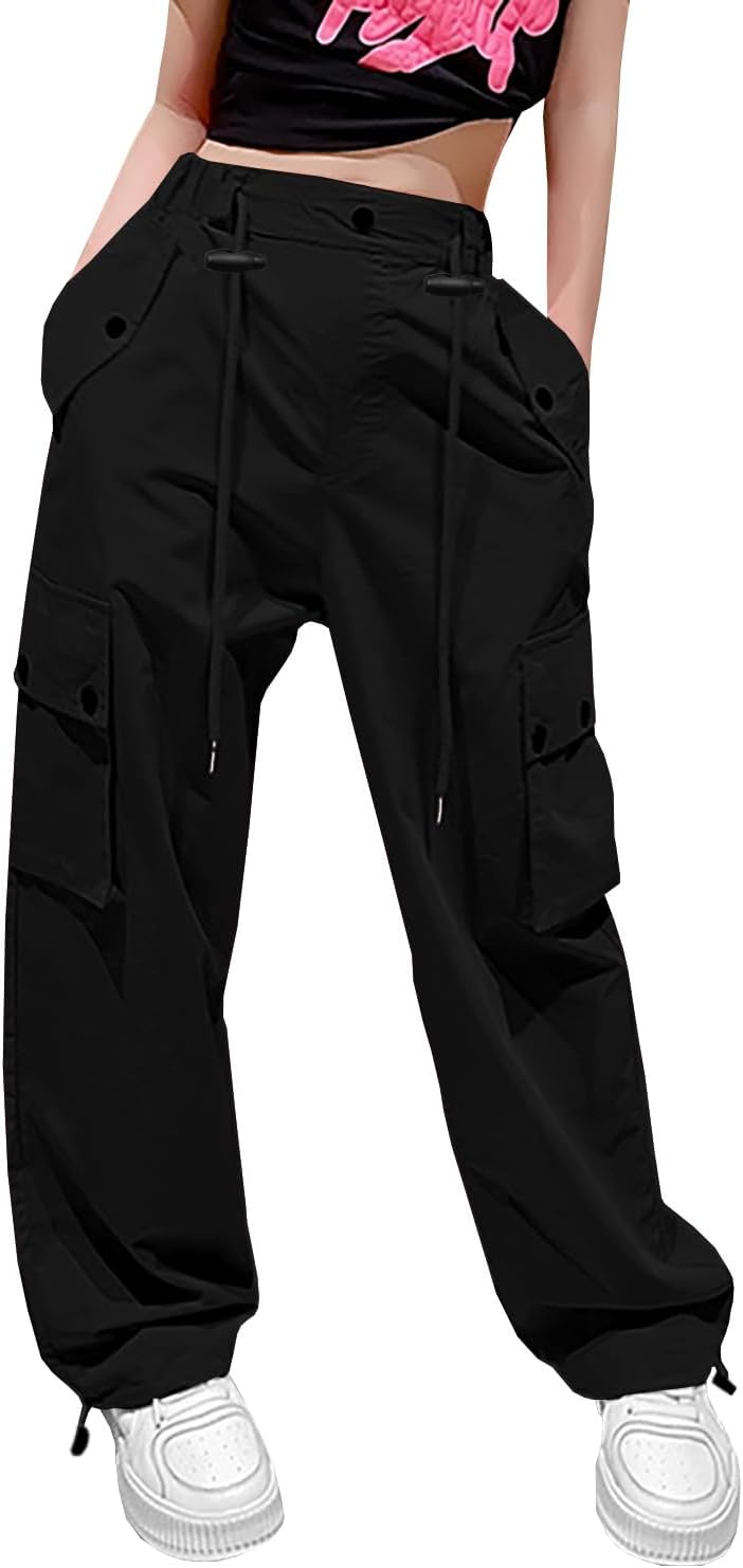 Y2K Cargo Parachute Pants for Girls 5-14