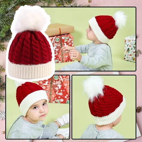 Ypser Infant Baby Knitted Beanie Crochet Cap Christmas Deer Hat with Bow