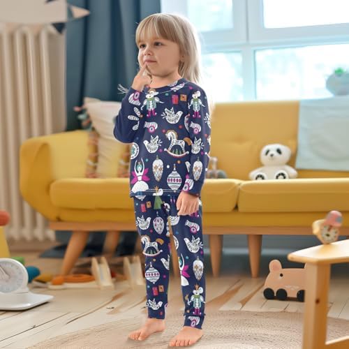 WIFIU Soft Cotton Pajama Set for Kids 18M-8Y Long Sleeve Sleepwear