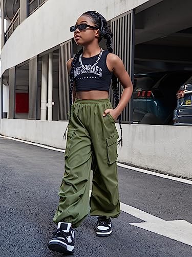 OYOANGLE Elastic Cargo Pants for GirlsCasual Stylish Daily Wear
