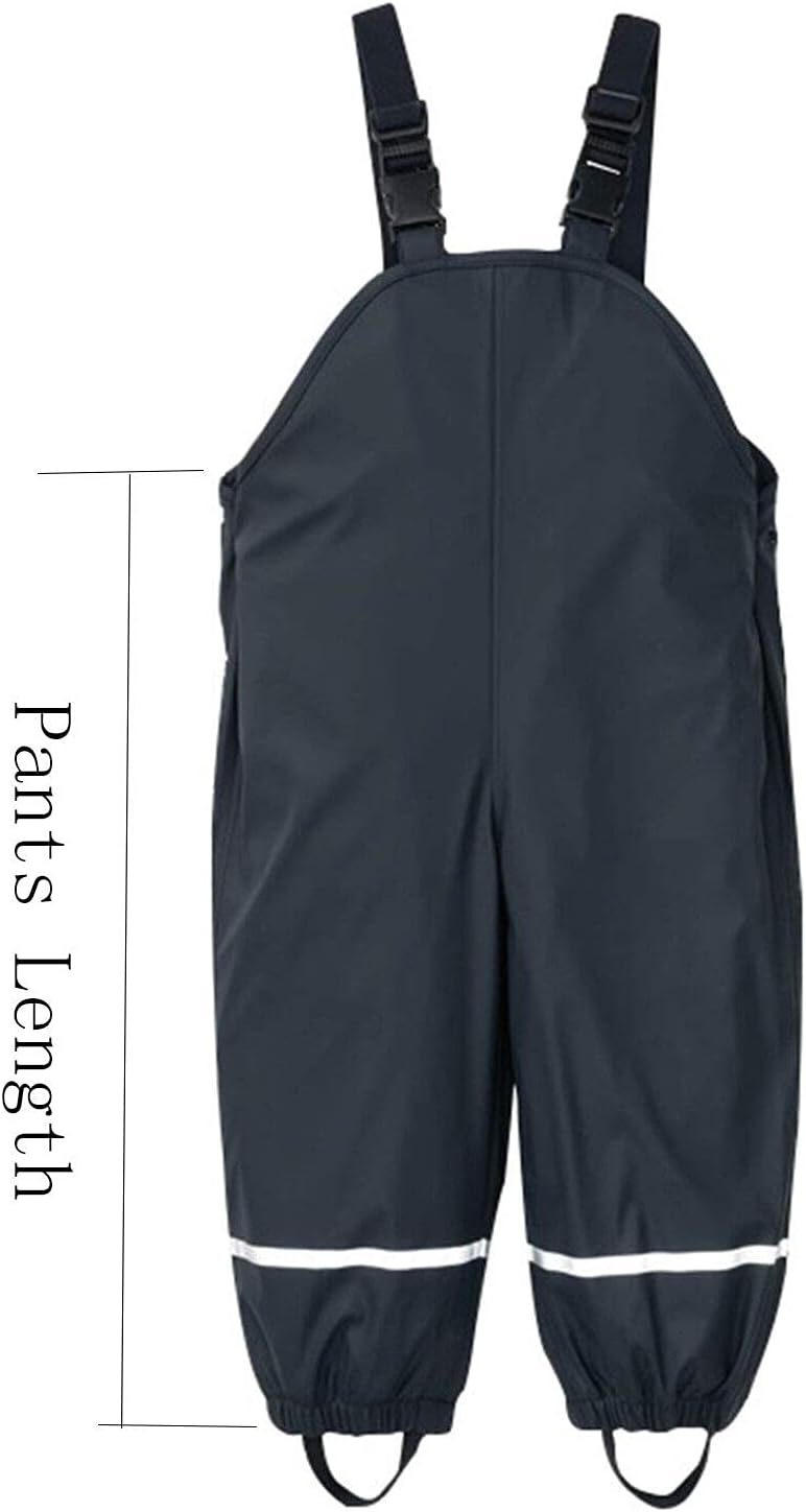 Reflective suspenders proving waterproof toddler rain pants dirt and mud-proof