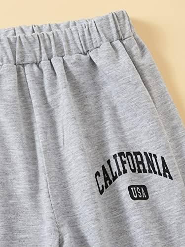 BounceBack Girls 3-Piece Letter Graphic Print High Waisted Sweatpants Jogger Pants