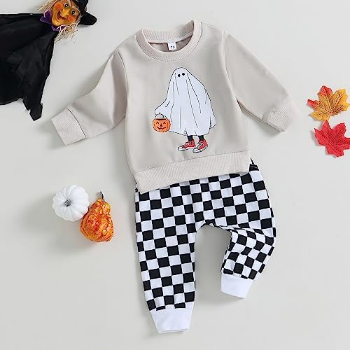 Adobabirl Toddler Halloween Outfits pumpkin patch crew sweatshirt pants set