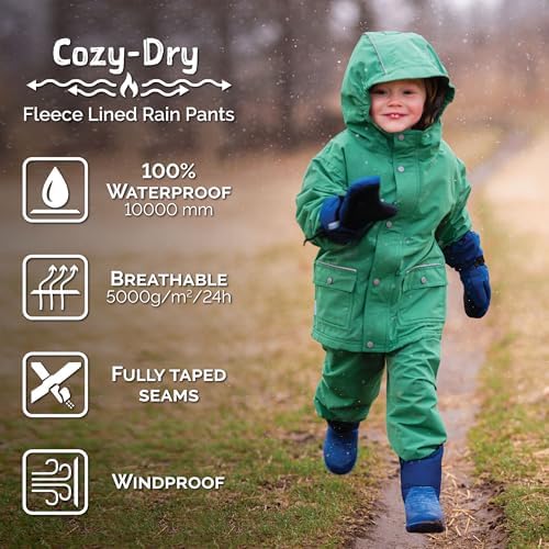 JAN JUL Waterproof Study Rain Pants Kids Clemence with Fleece Liner