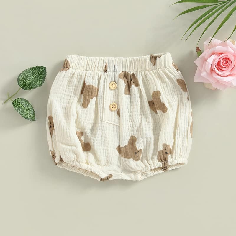 Yccutest Heart Floral Cotton Linen Bloomers for Babies