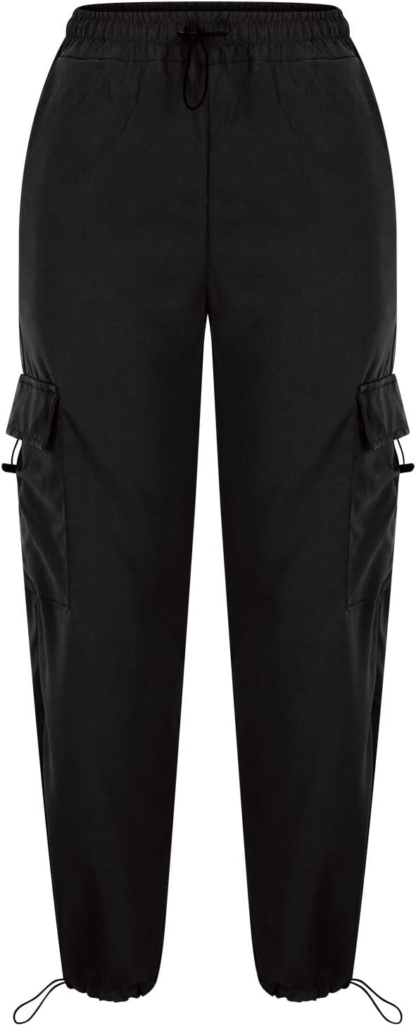 Trendy High-Waisted Parachute Pants for Women DrawsString Streetwear workout