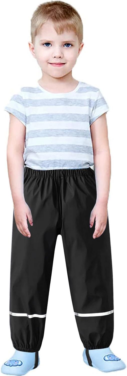 Weather-Resistant Reflective Toddler Rain Pants 1-12 Years