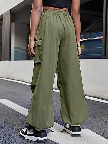 OYOANGLE Elastic Cargo Pants for GirlsCasual Stylish Daily Wear