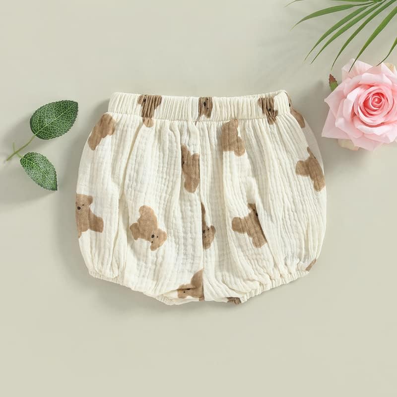 Yccutest Heart Floral Cotton Linen Bloomers for Babies