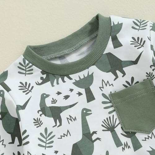 Toddler Boy Dinosaur Printed Fall Outfit Set