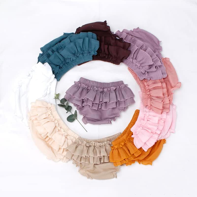 Newborn Baby Girl Cotton Bloomers and Ruffle Shorts Diaper Cover Set