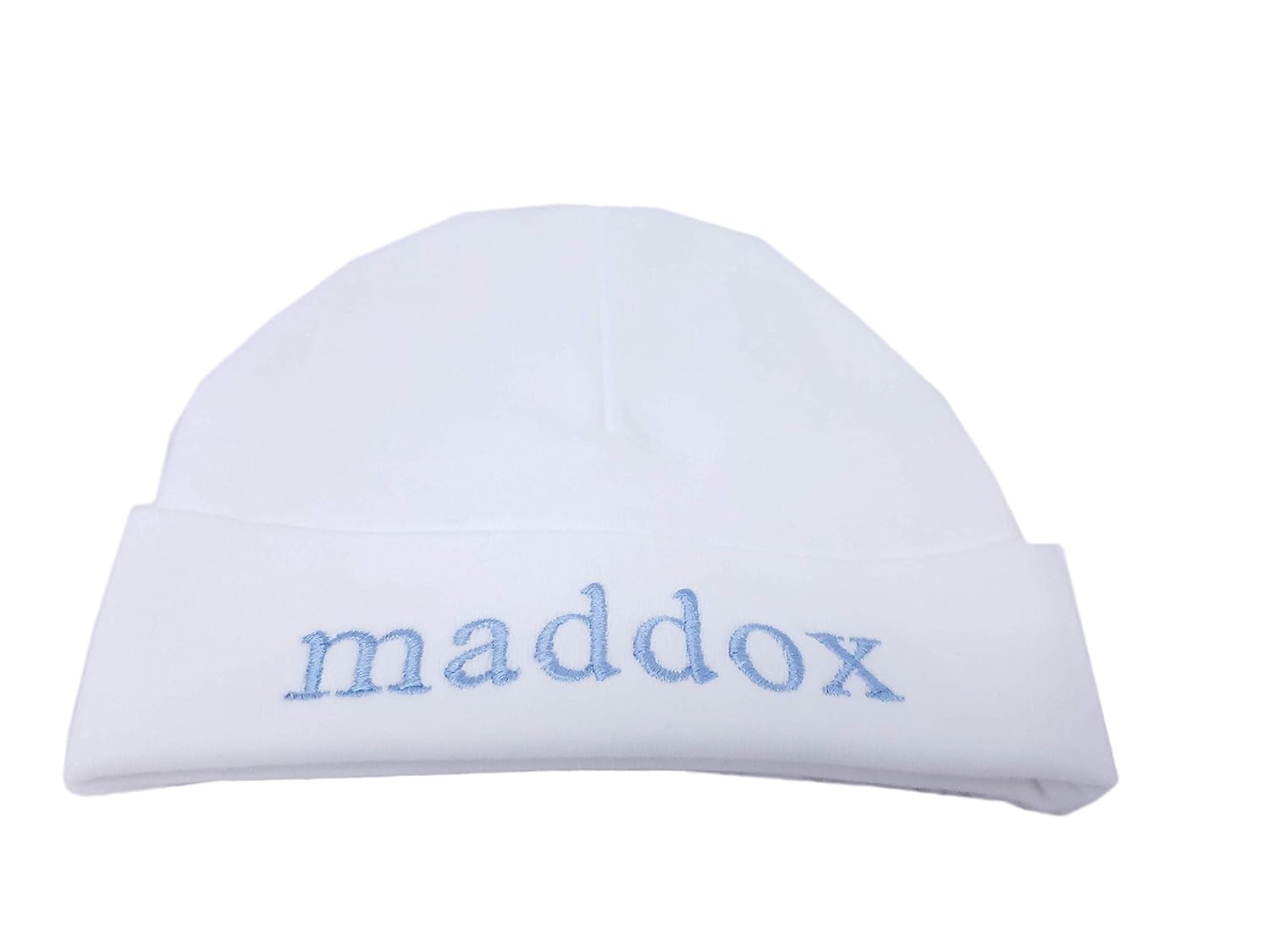 Personalized New Baby Boy Beanie Hat with Royal-Thread Design