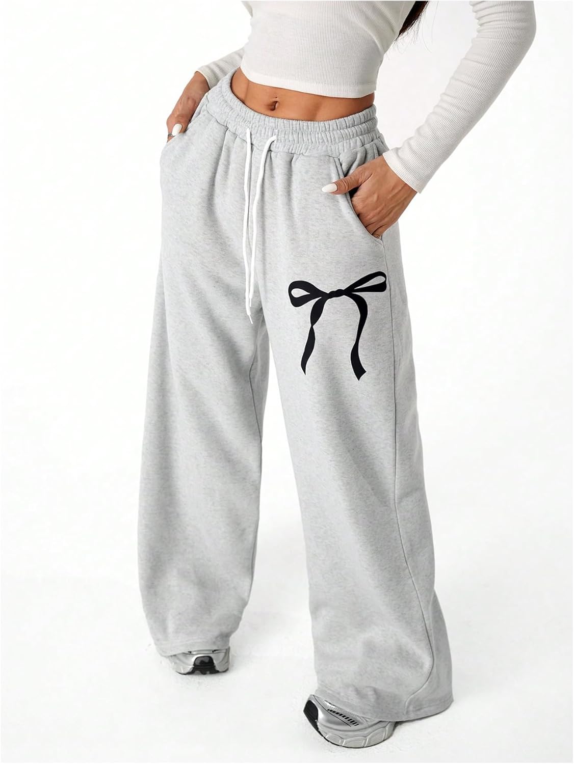 Verdusa Girls Bowknot Baggy Sweatpants
