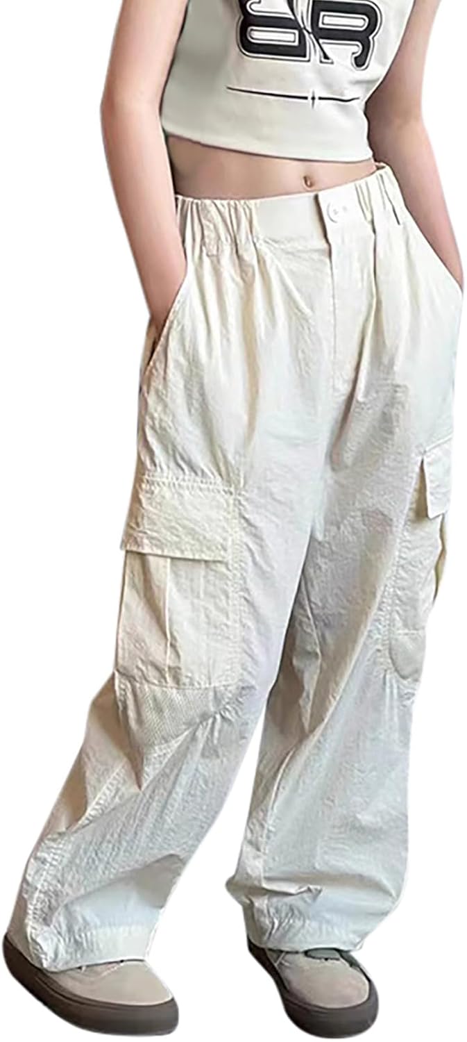 Girls Cargo Jogger Pants High Waist Streetwear