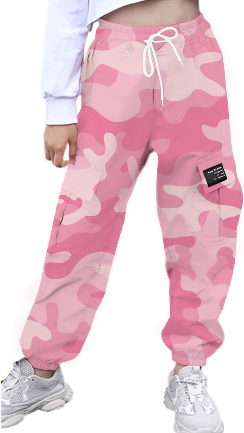 AOWKULAE Girls Women Casual Cargo Jogger Pants
