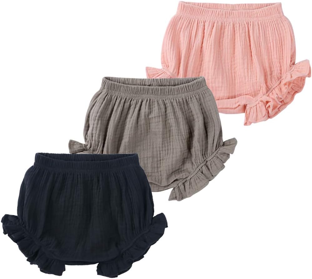 MYGBCPJSPerfect 3-Pack Toddler Cotton Linen Blend Bloomer Shorts