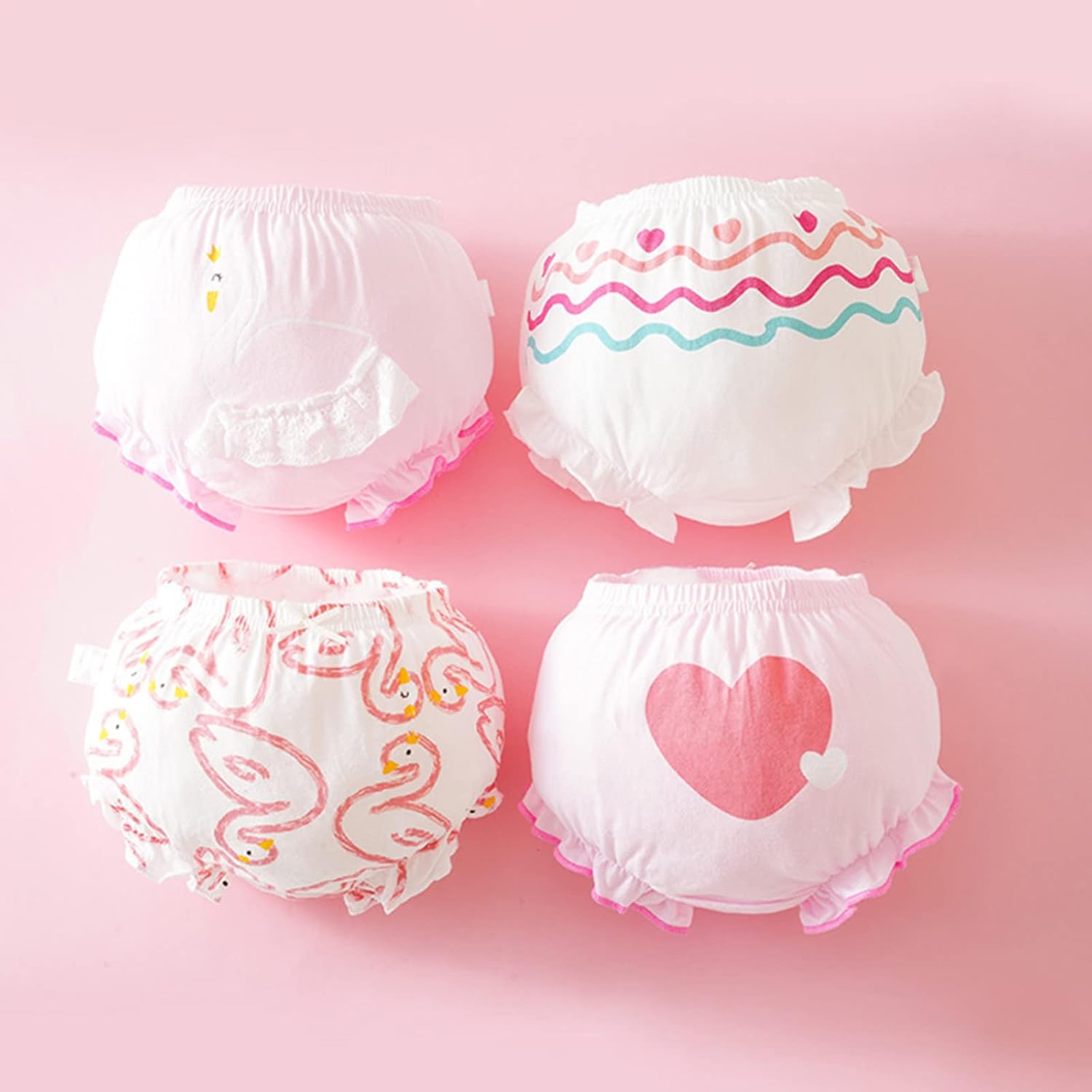 4 Pack Baby Girls Bloomers Cute Ruffle Diaper Cover Undies