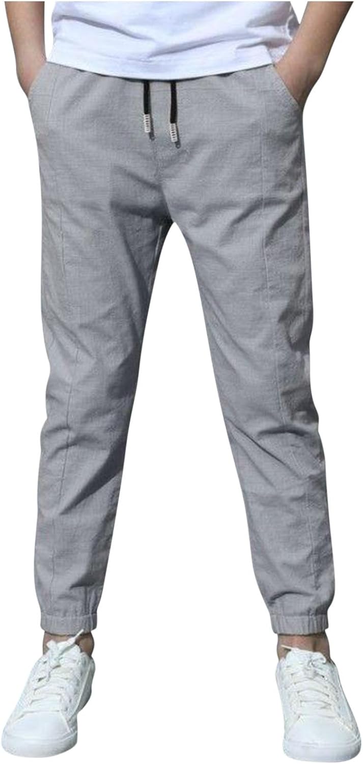 Moisture-Flow Boys Pants Kids Casual Drawstring Elastic Waistband Sweatpants with Pockets