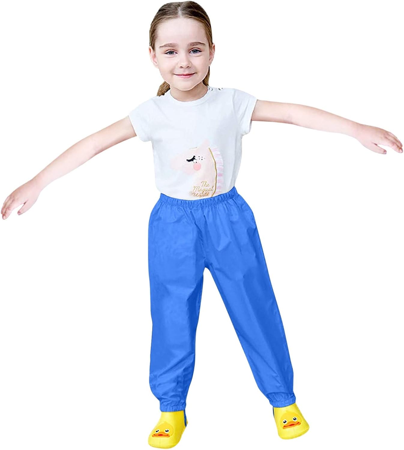 Toddler Waterproof Rain Pants with Hood for Kids
