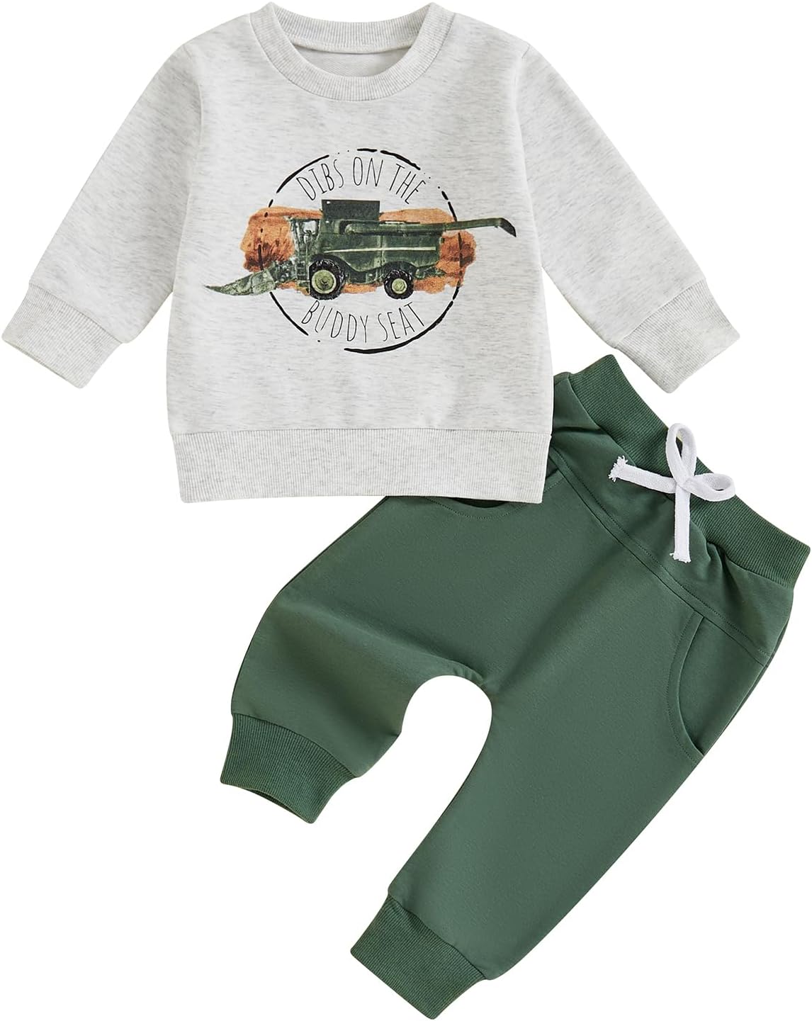 Baorji Toddler Farm Tractor Print Sweater Pants Set