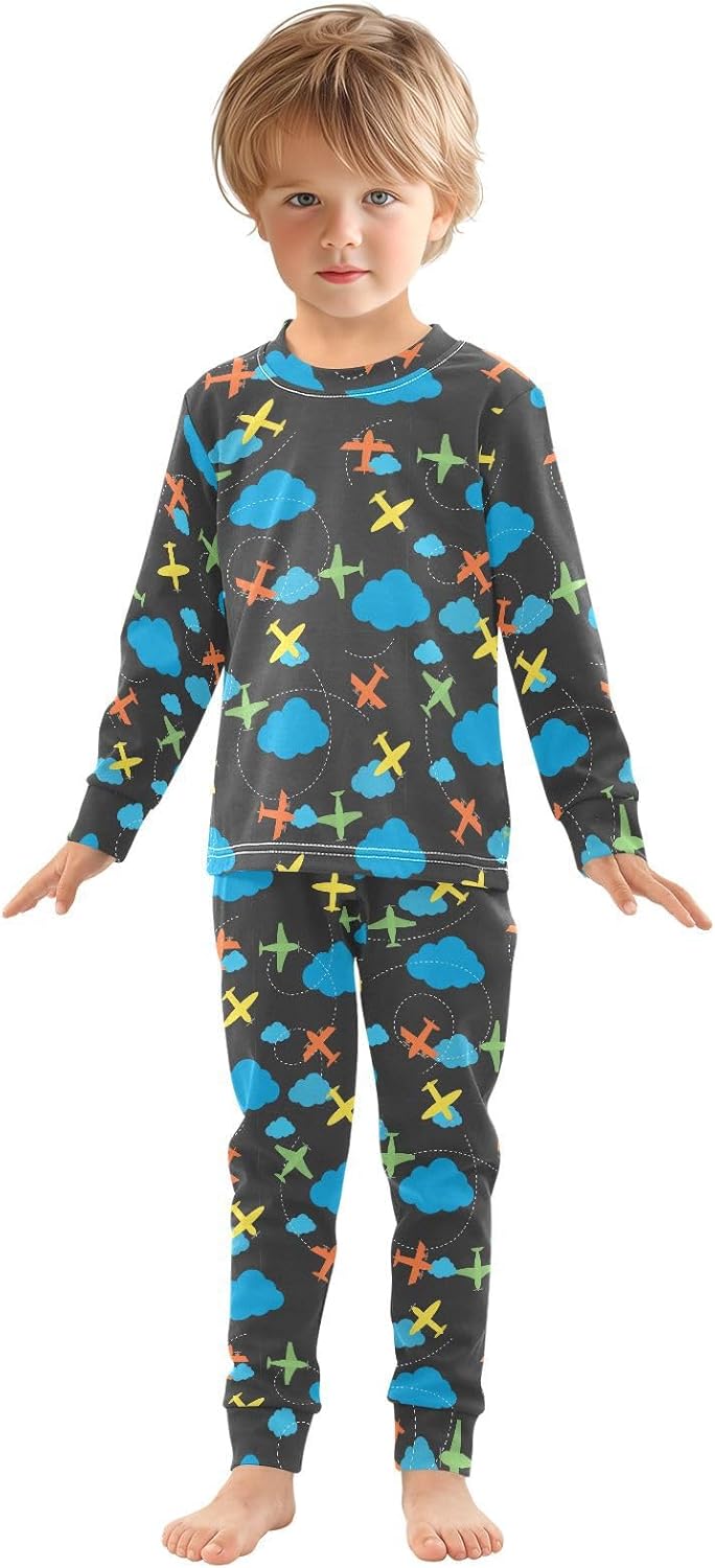 WIFIU Soft Cotton 2 Piece Pajama Set for Kids 18M-8Y 1