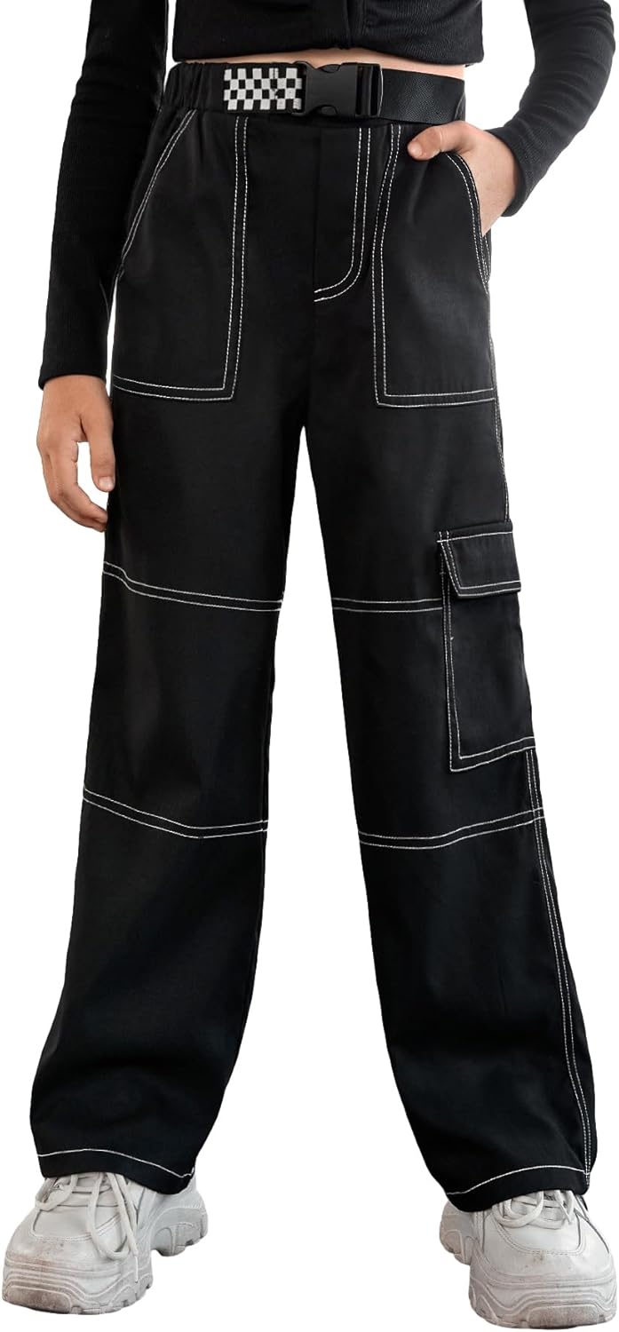 Sturdy High Waist Cargo Pants for Girls