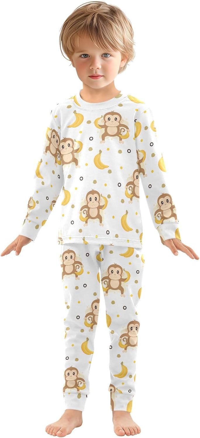 WIFIU Long Sleeve Pajama Sets for Kids Soft Cotton and Spandex Sleepwear