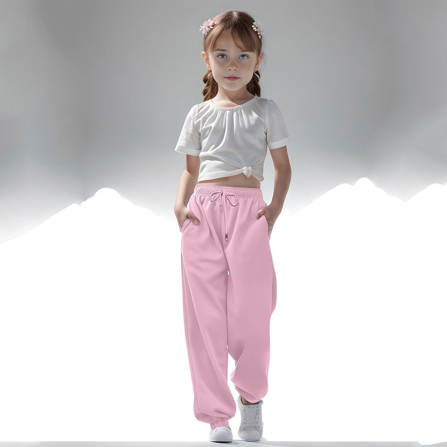 Generic Kids Drawstring Solid Color Loose Lounge Sweatpants