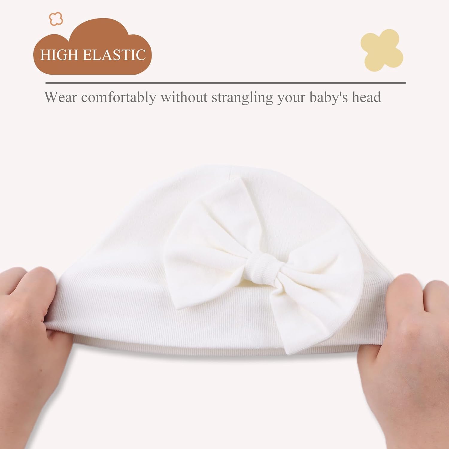 Bamery Newborn Baby Girl Cotton Bow Beanie