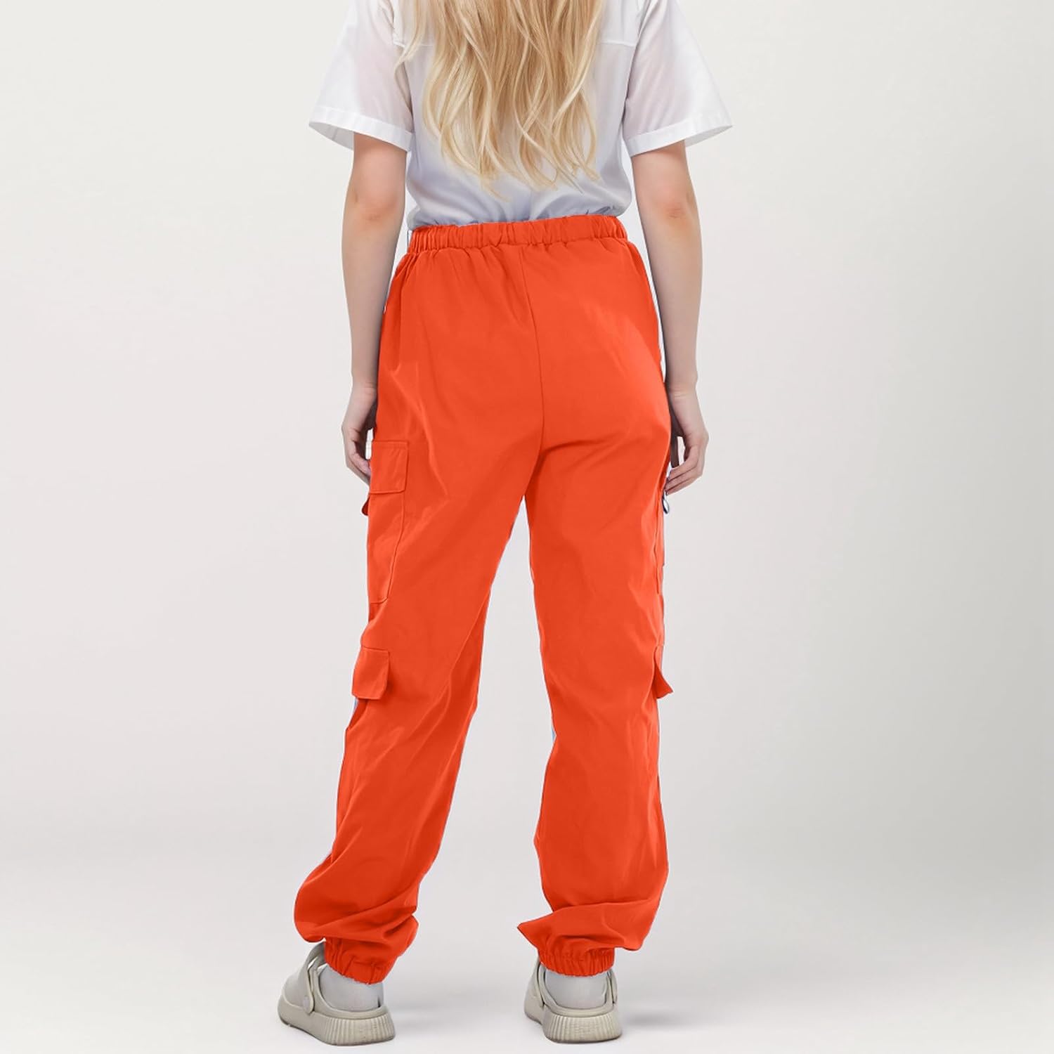 Kids Girls Cargo Pants Elastic Waist with Functional Pockets