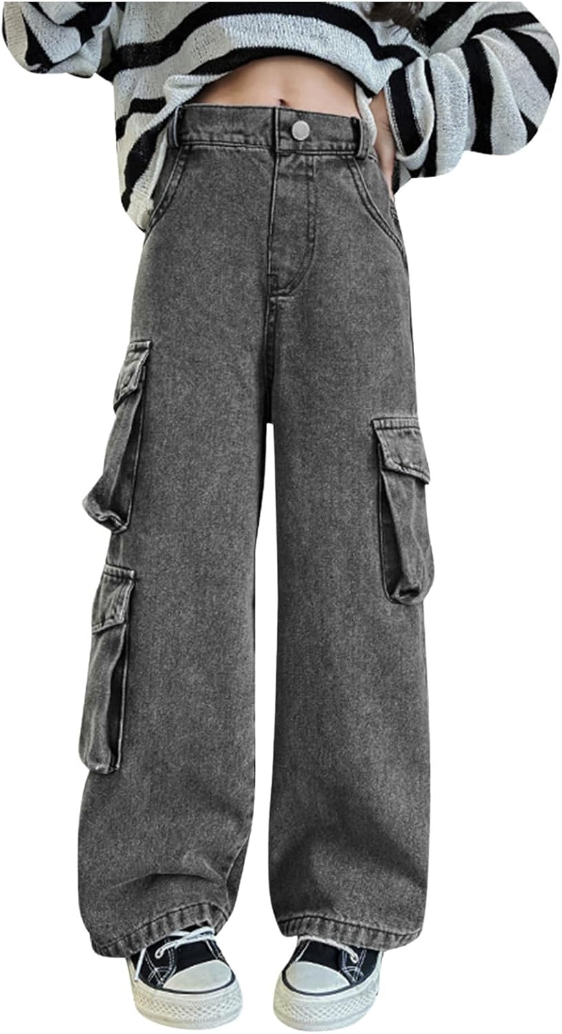 Denim Cargo Pants for Girls - Preppy Trendy and Comfortable