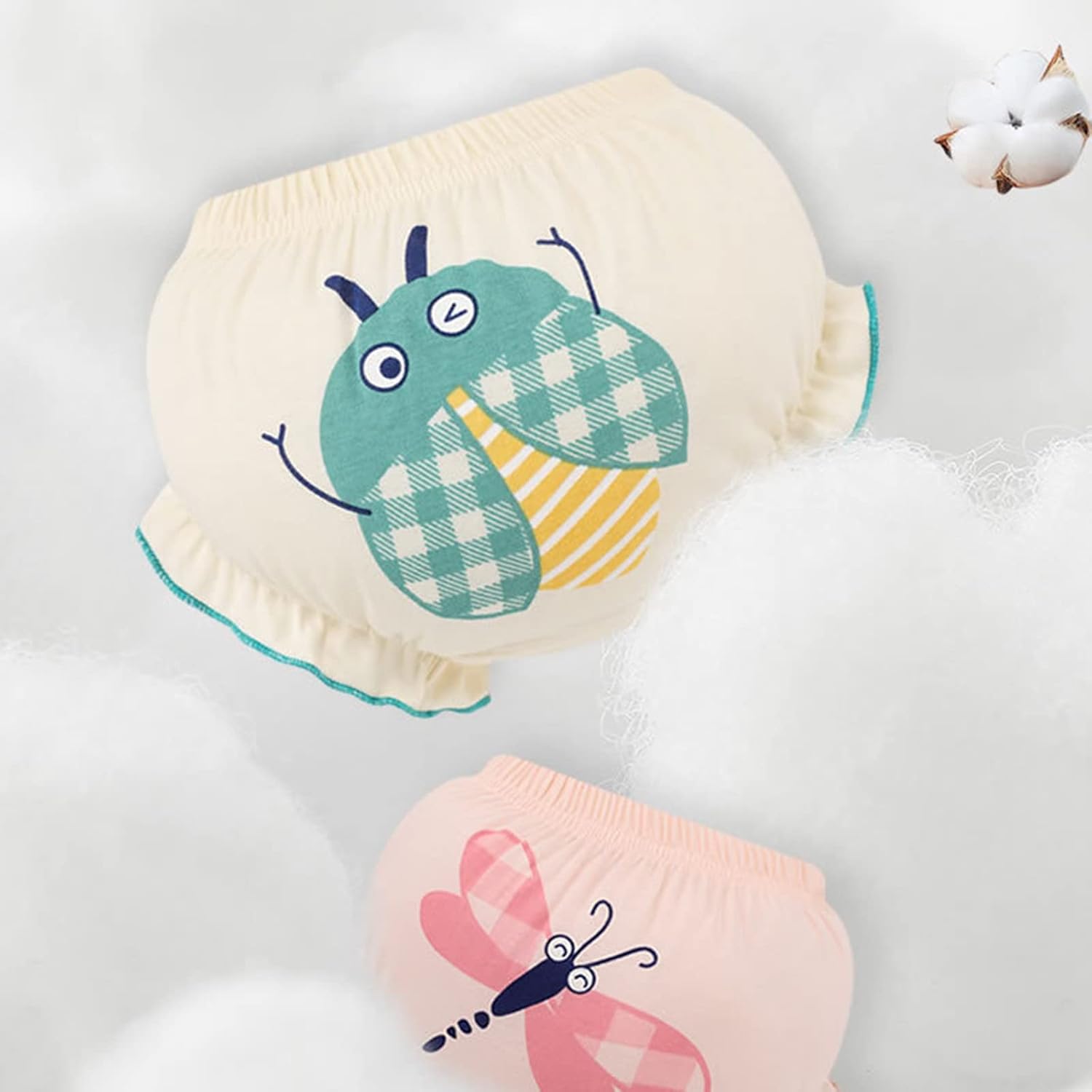 Cotton Absorbent Baby Undergarments - Ruffle Maternity Covers - 4-Pack