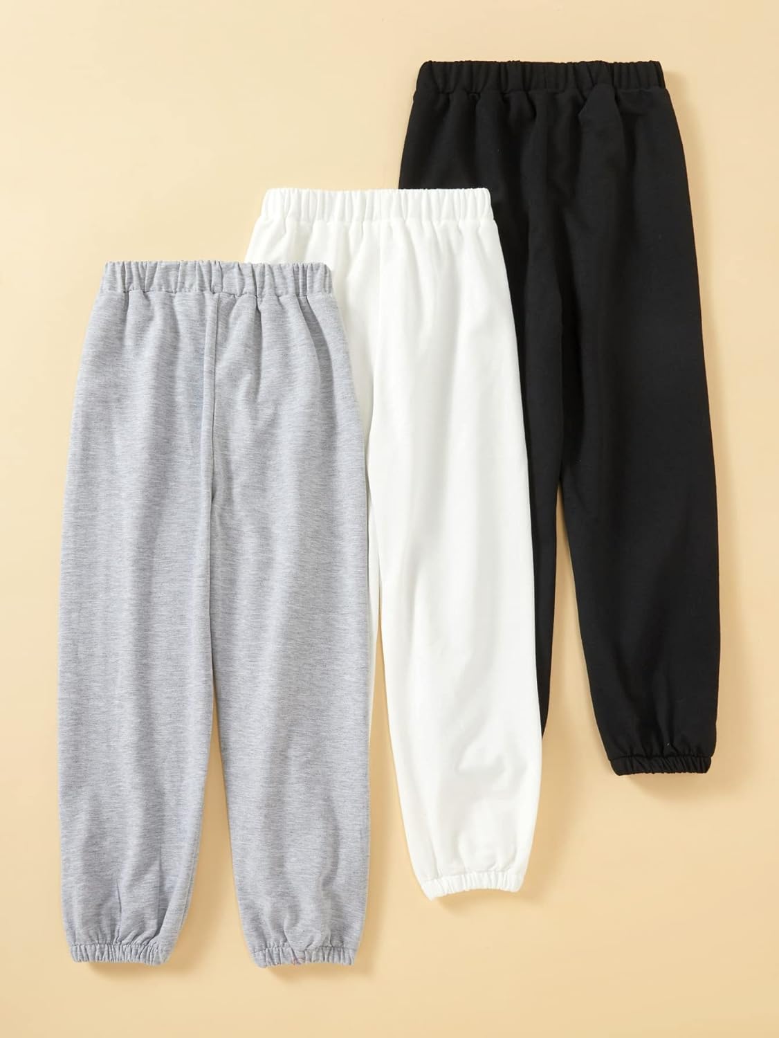 BounceBack Girls 3-Piece Letter Graphic Print High Waisted Sweatpants Jogger Pants