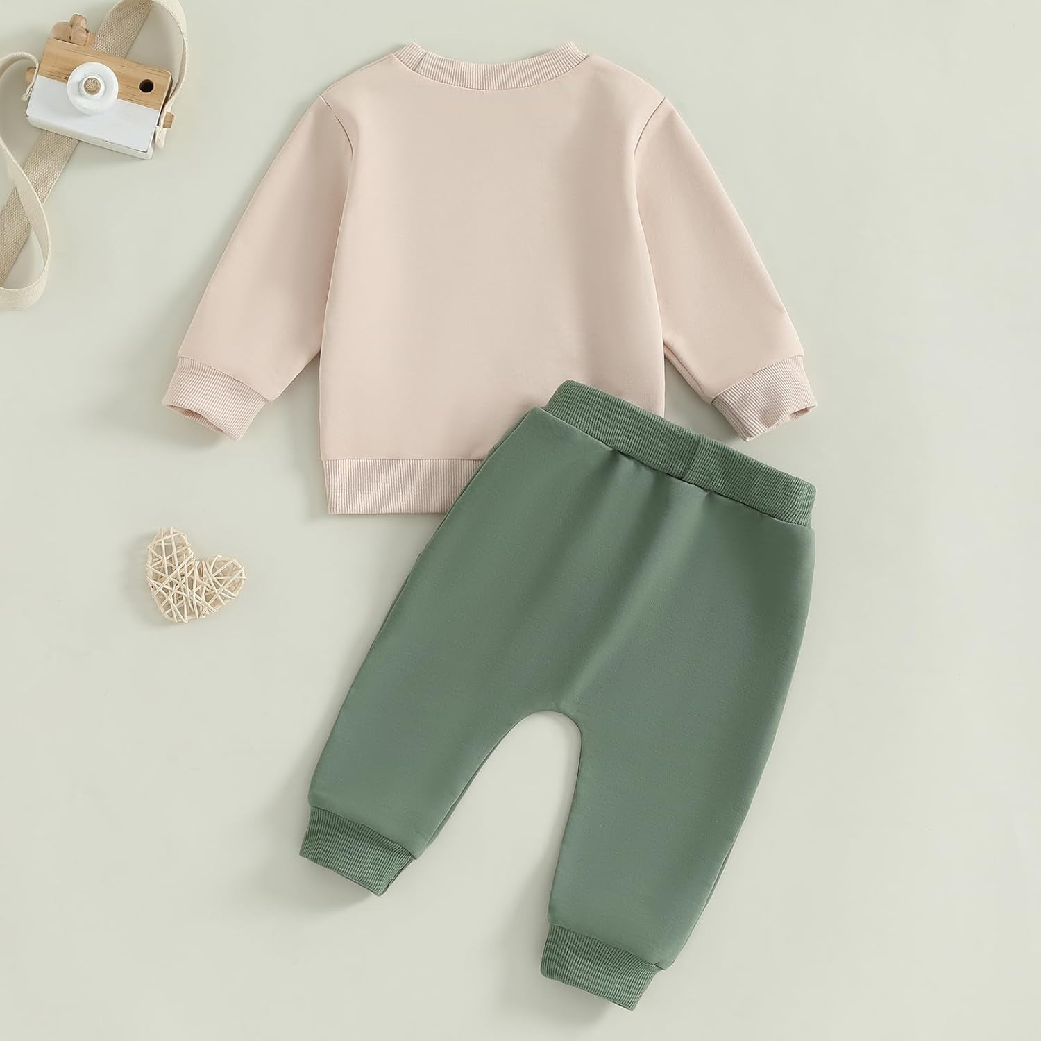 2Pcs Baby Boy Farm Outfit Long Sleeve Tractor Print Sweatshirt Pants Set