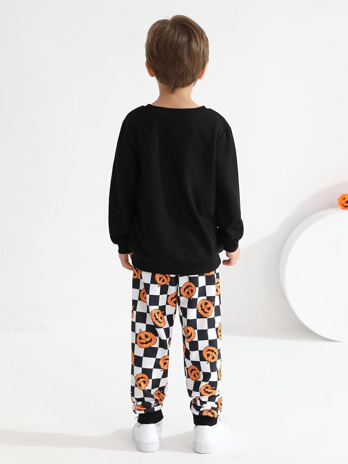 Halloween Toddler Boy Plaid Sweatshirt Pants Set