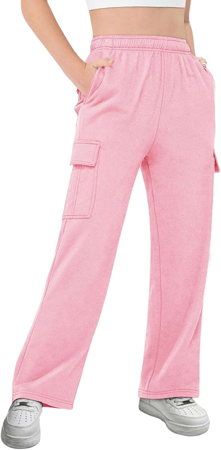 Wide Straight Leg Cargo Pants for Girls and Kids 5-14