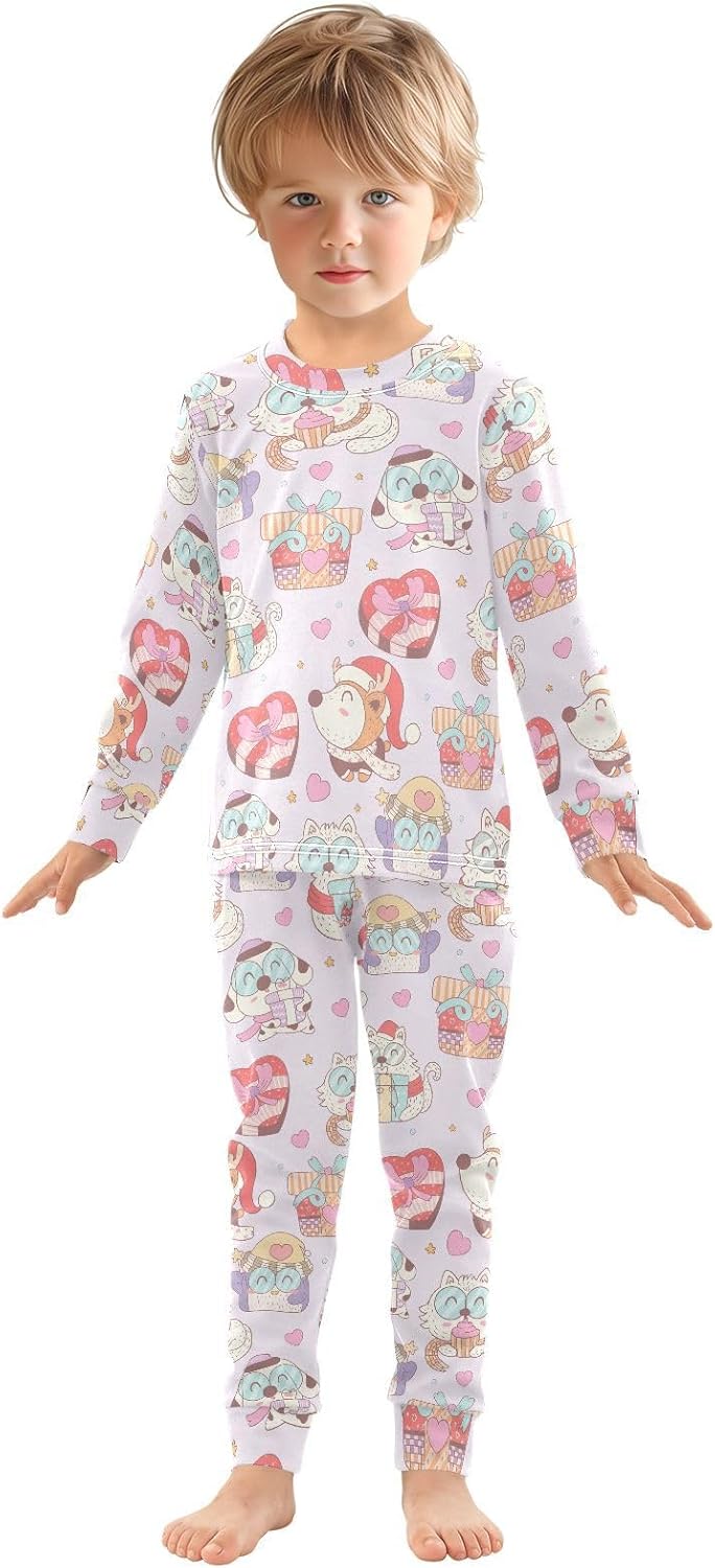 WIFIU Pajama Set Long Sleeve Sleepwear for Kids 18M-8Y