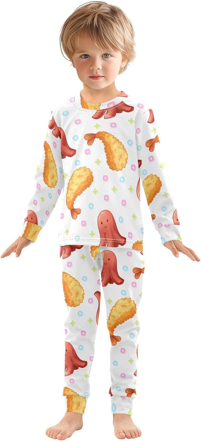 WIFIU Pajama Sets Long Sleeve 2 Piece Sleepwear for Kids
