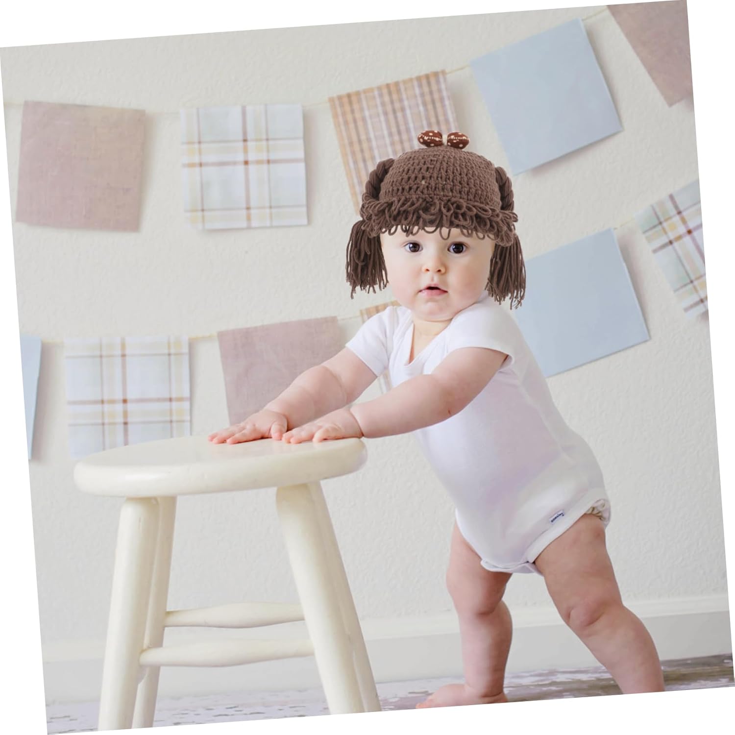Veemoon Handmade Baby Knitted Winter Warm Braided Hat for Girls