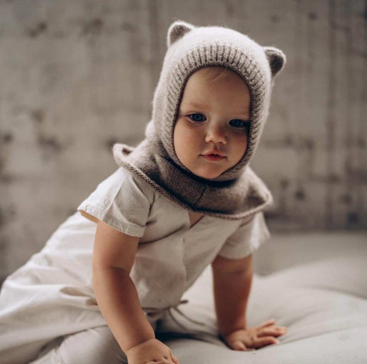 Hoasy Knit Bear Warm Cap for Baby Girls