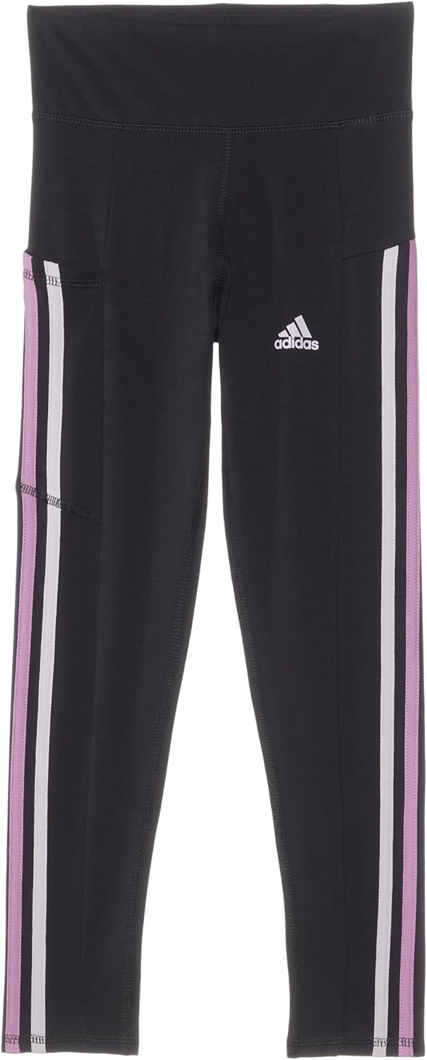 Adidas Girls 3 Stripe Cotton Cell Pocket Legging Big Kid