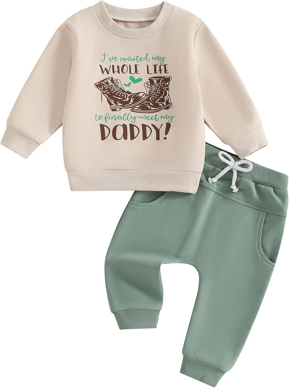 VISGOGO Baby Boy Fall Winter Clothes Set Sweatshirt and Pants