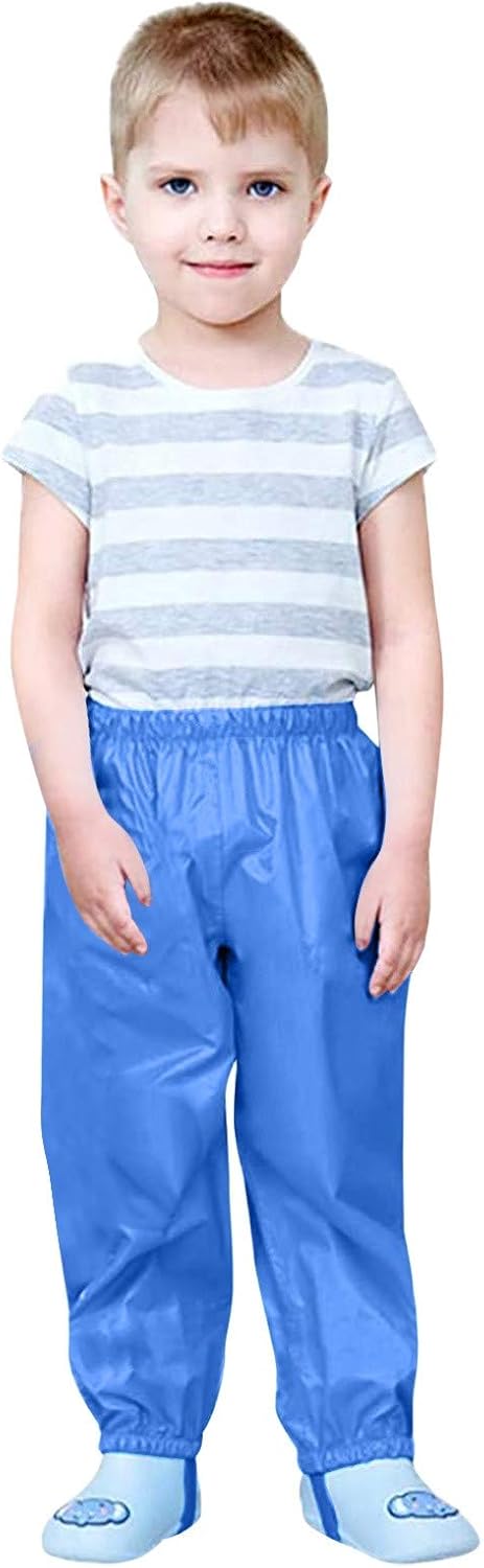 Toddler Waterproof Rain Pants with Hood for Kids