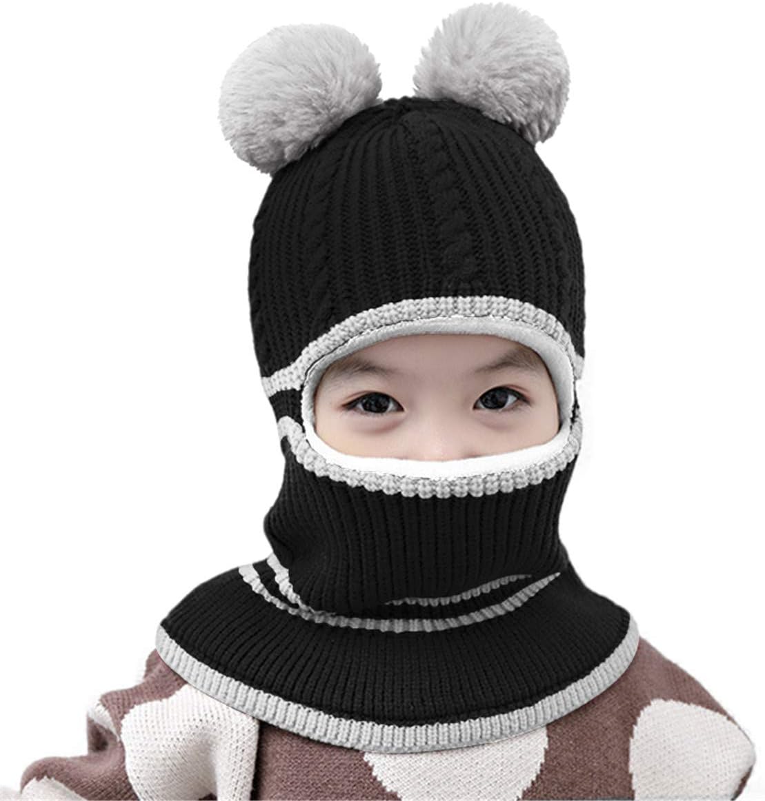 MioCloth Cute Toddler Baby Knit Hood Hat Fleece Lining Skull Cover Caps