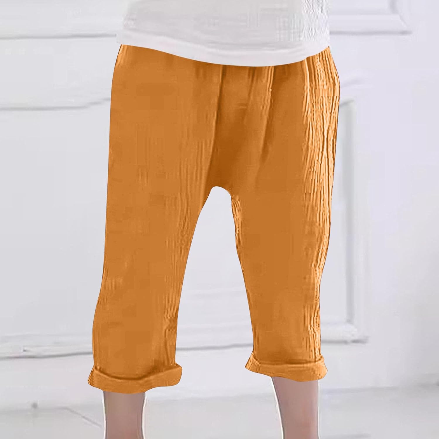Girls Lightweight Cotton Capri Pants Summer Casual